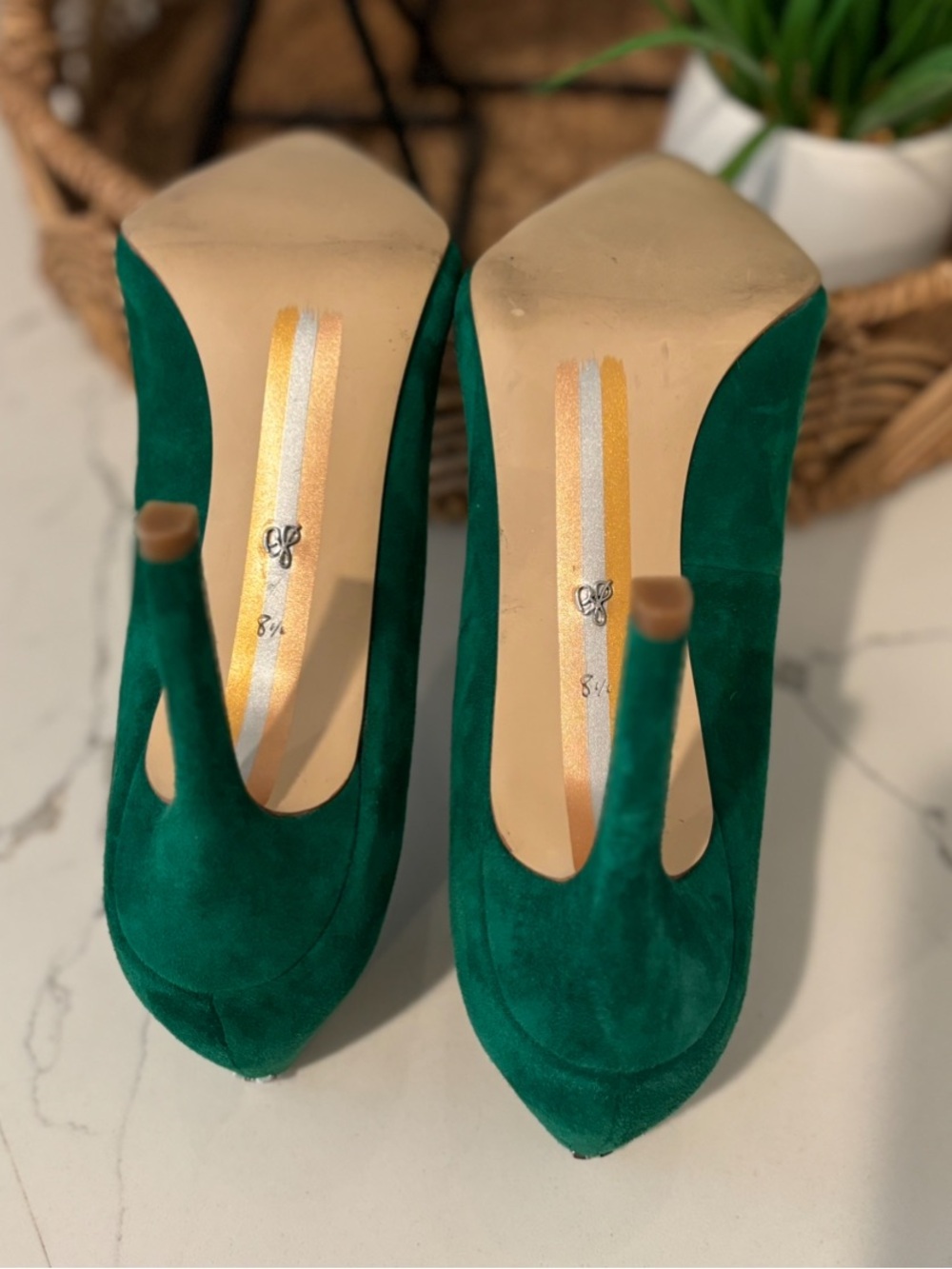 Sam Edelman Hazel Pointed Toe Heels Suede Emerald Green RARE Womens 8.5 Holidays - Picture 7 of 15